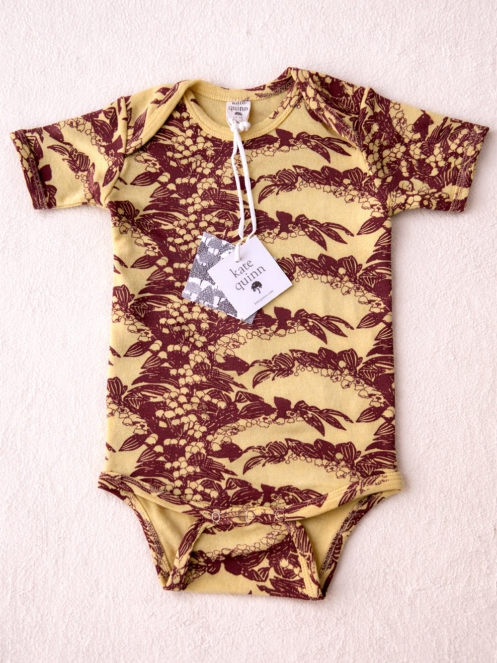 Kate Quinn Organic Baby Bodysuit 12–18 Months Floral Yellow Burgundy